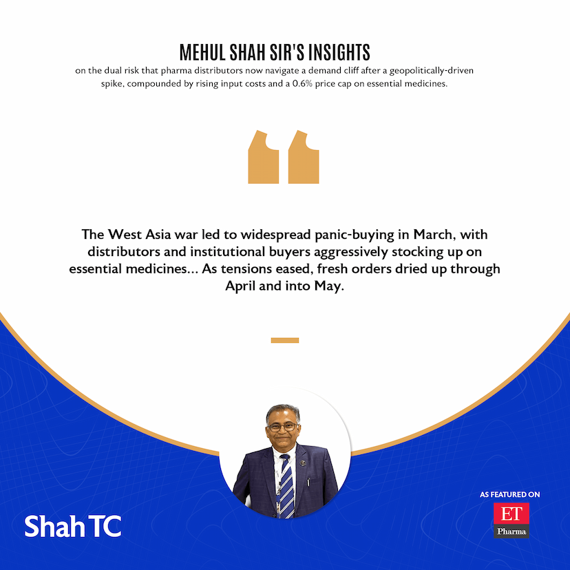 Mehul Shah's insights for Rising input costs, export slump take a toll on drug companies health with ET Pharma 